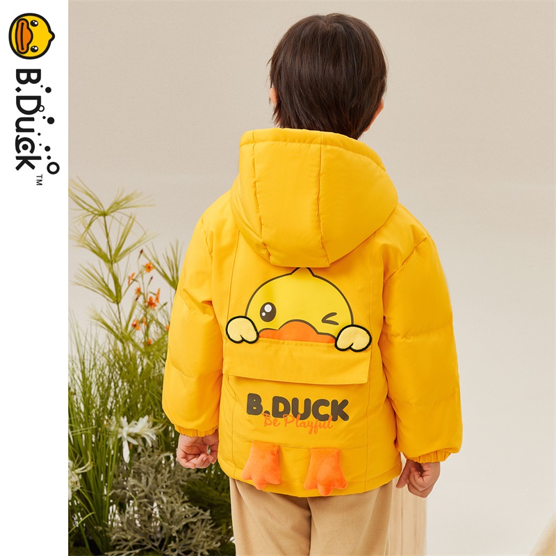 B.Duck小黄鸭童装儿童羽绒服男童冬季加厚保暖外套宝宝连帽冬装