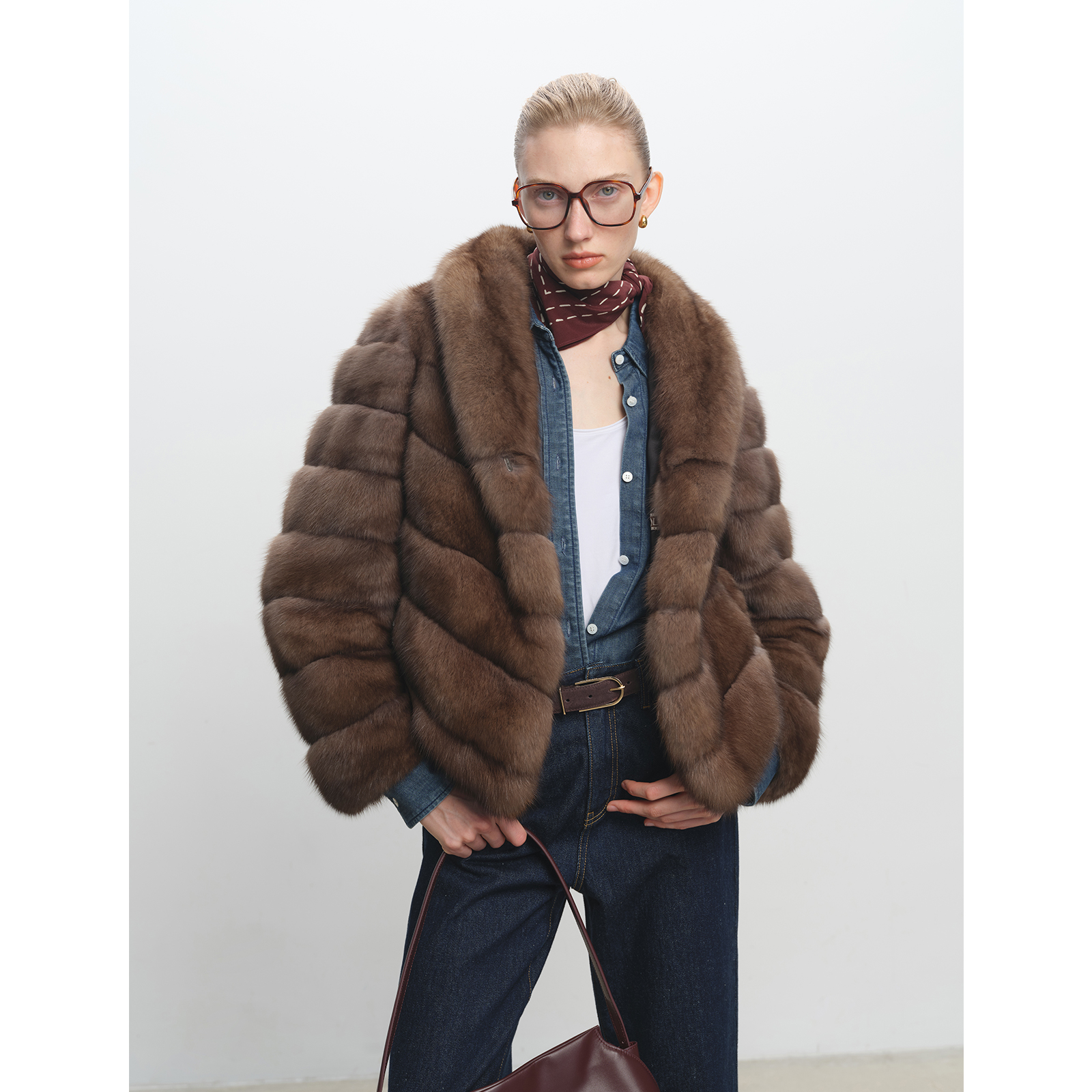 MSBEAST古堡晚宴丨俄罗斯满天星紫貂古着系列 青果领斜排水貂外套