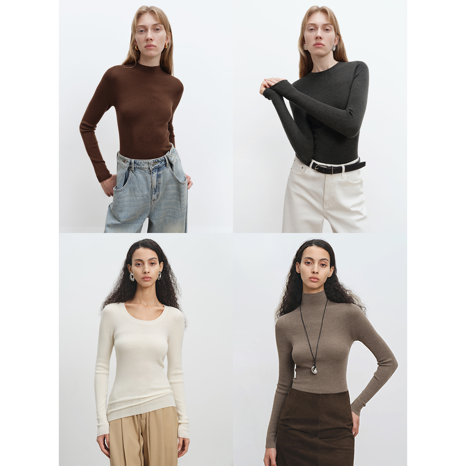 MSBEAST爆款苾囤 扬子小众潮牌羊毛加厚 多领型无缝针织打底衫