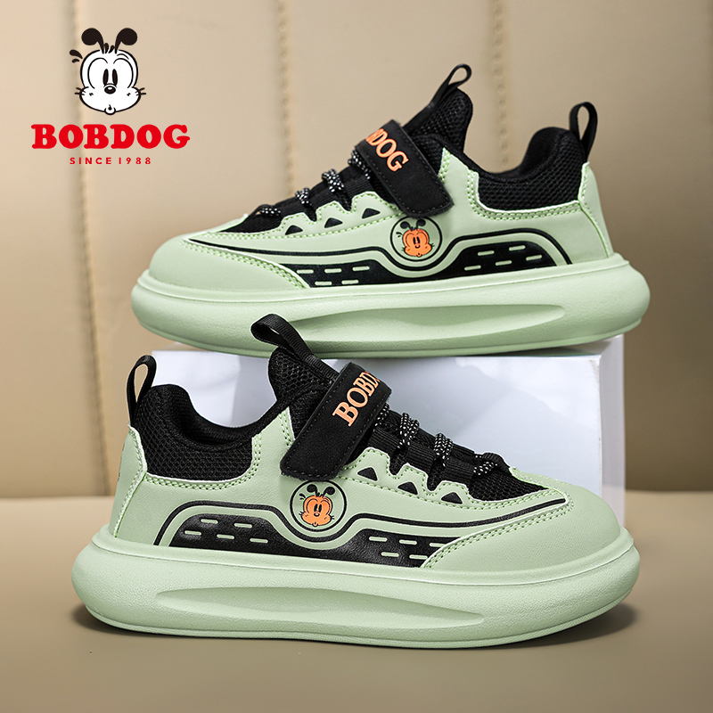 巴布豆男童运动鞋秋季儿童透气板鞋中大童软底休闲小女孩跑步鞋子
