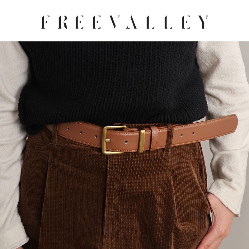 自由谷FREEVALLEY 牛皮腰带 宽2.5-3.5cm女士腰带 气质韩系
