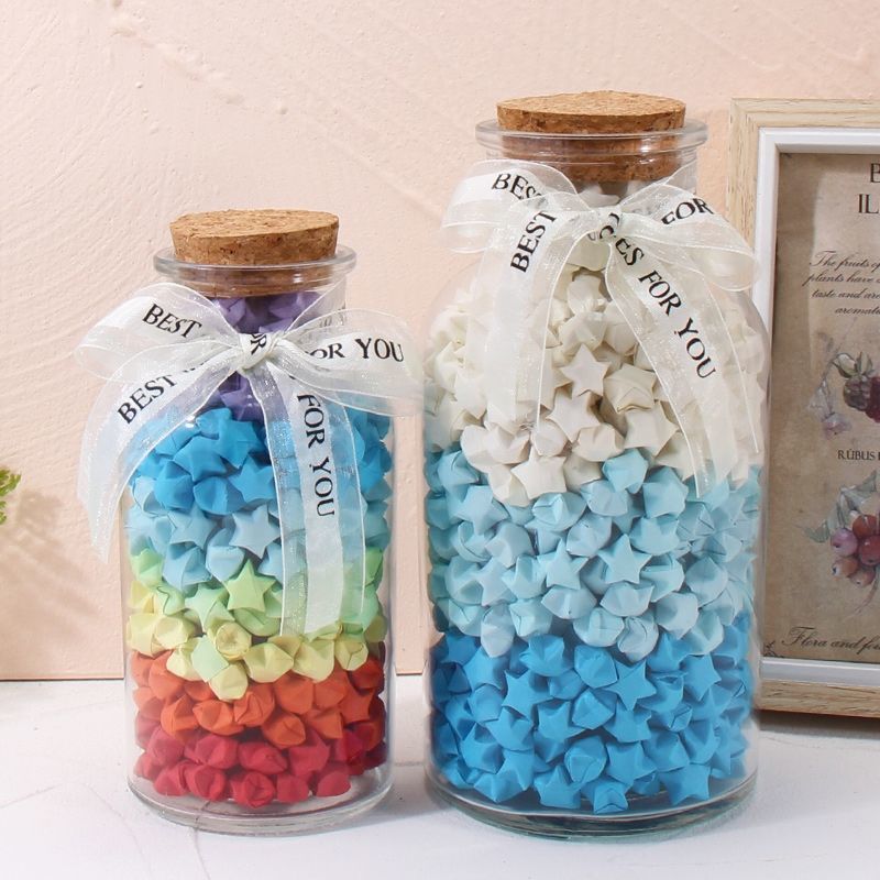 新疆包邮星星玻璃瓶许愿瓶幸运星折纸空瓶心愿漂流瓶透明手工空