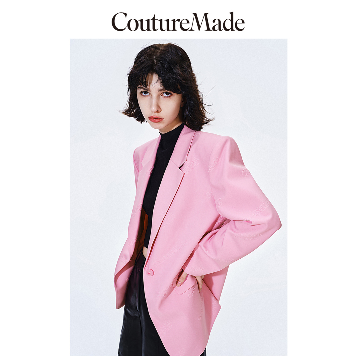 Couture Made西装新款印花一粒扣简约时尚休闲女士气质爆款外套