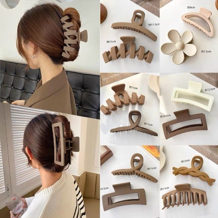 5星*反1米】奶咖大号秋冬气质头发夹子头饰高级感后脑勺盘发鲨鱼夹