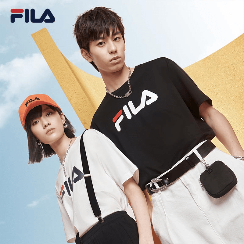 主播专享FILA/斐乐夏季情侣短袖经典大LOGO夏日运动休闲简约T恤