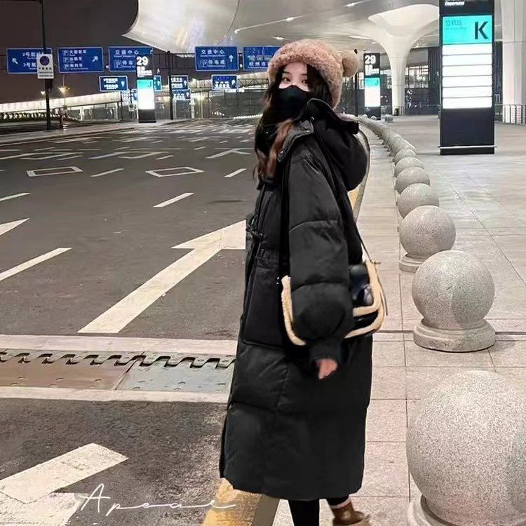 鸭鸭小个子加厚连帽羽绒衣女2023冬季