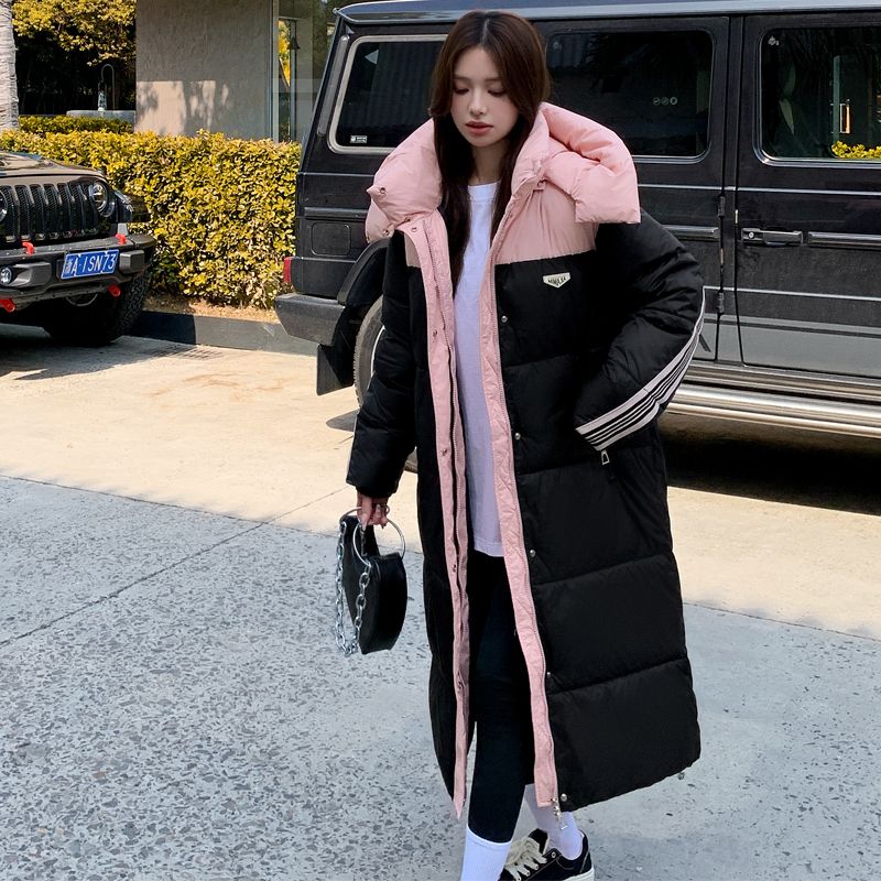 鸭鸭2023女士面包服女过膝羽绒衣长款加厚保暖羽绒女童