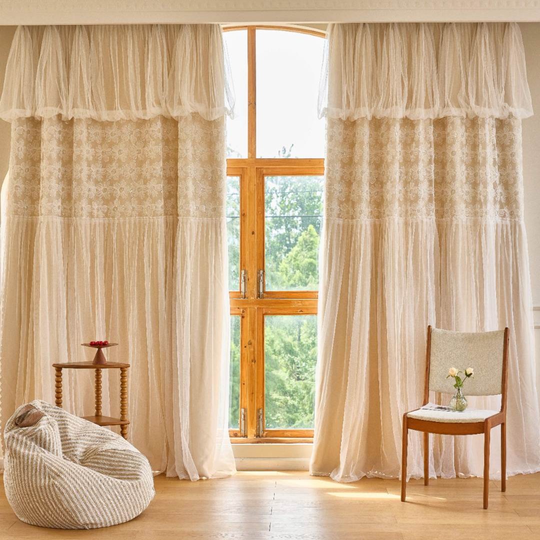 【小福宝】伊丽莎白6单光少女公主风客厅卧室新款米色双层遮光窗帘
