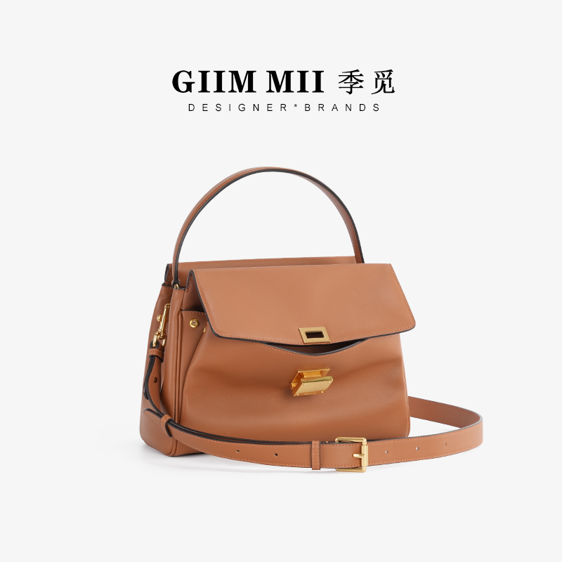 GiiMMii【明星同款】小号乐陶包头层牛皮手提斜挎大容量凯莉包