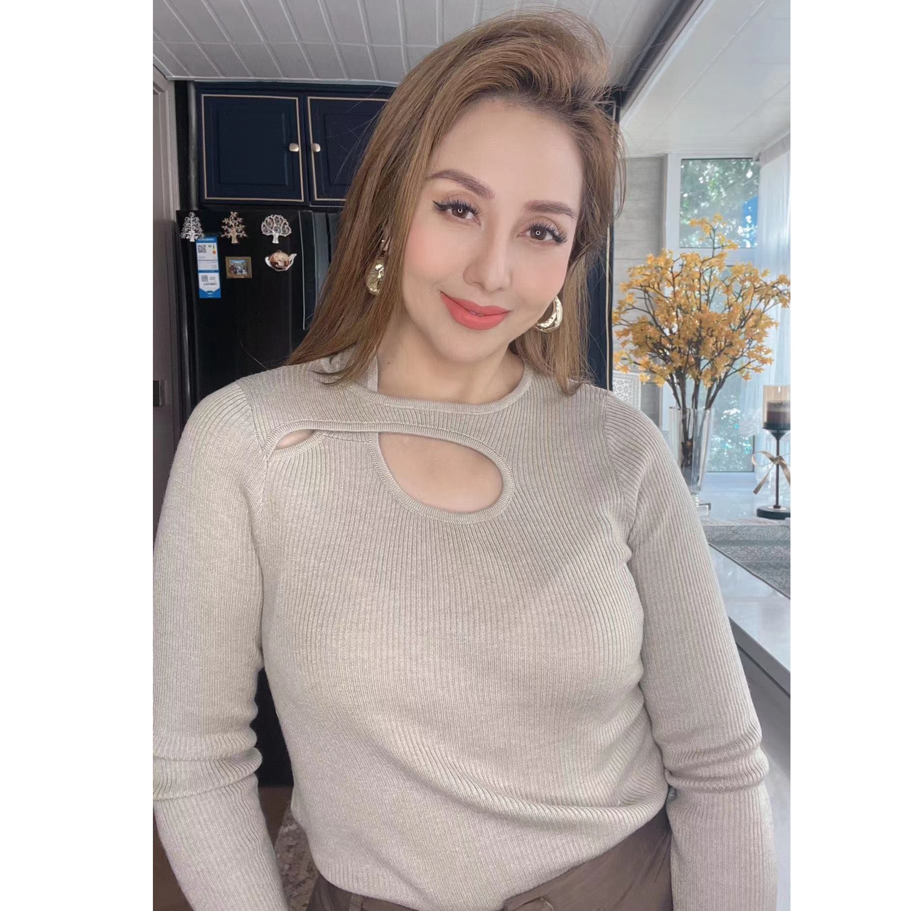 女款针织上衣半秋冬女装针织衫修身打底衫