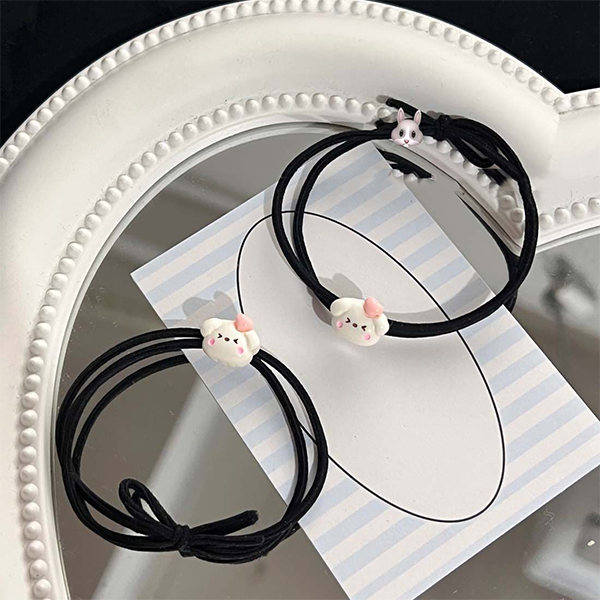 可爱害羞小狗爱心送男友小皮筋情侣闺蜜手链送女友手绳发绳能两用
