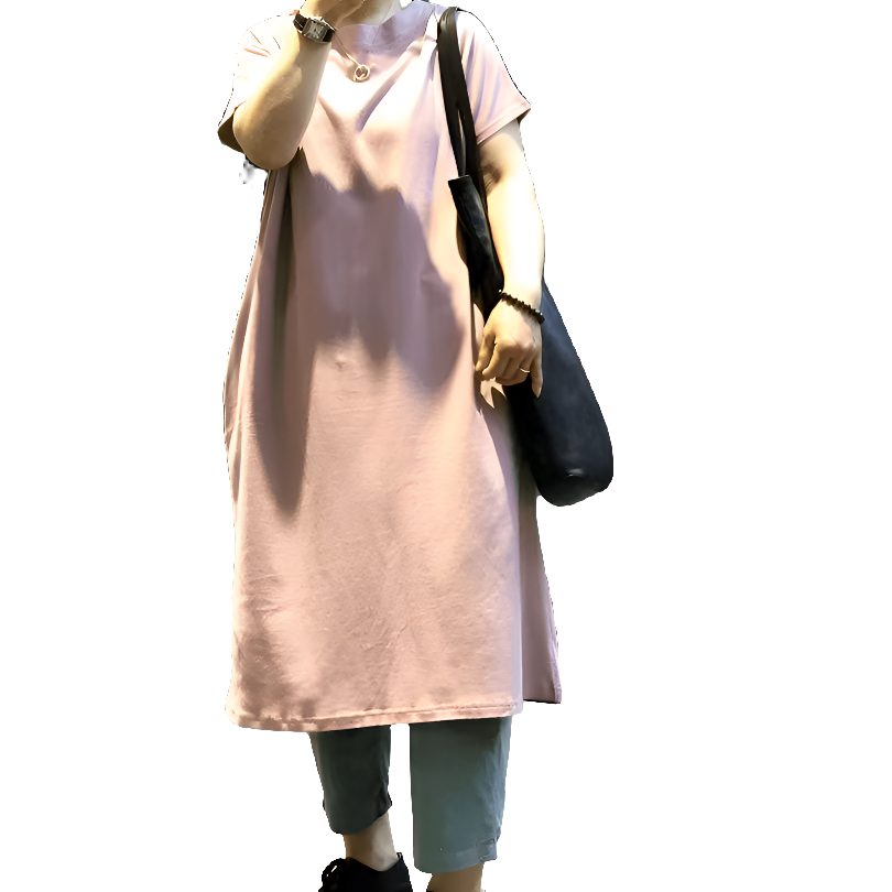 （必入款简约连衣裙）宽松休闲纯色百搭圆领裙子宽松连衣裙韩版