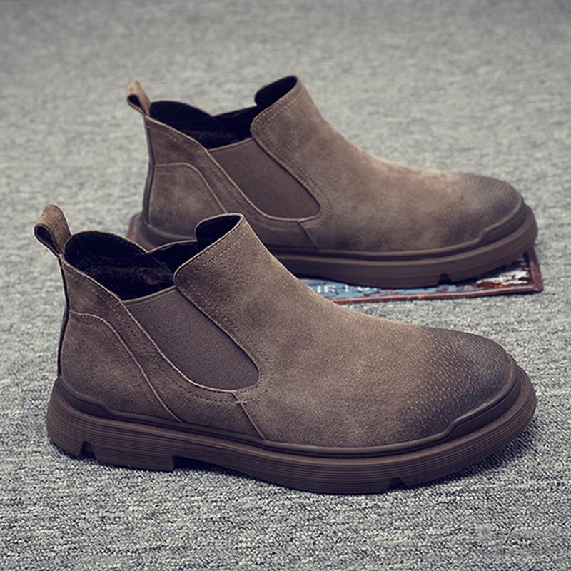 网红秋季新款工装马丁靴男英伦风短靴男鞋靴子中帮冬季切尔西靴j