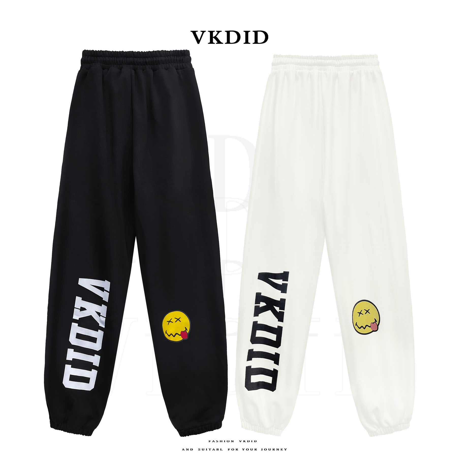 VKDID原创设计宽松休闲简约百搭舒适潮流嘻哈情侣加绒ins长裤卫裤