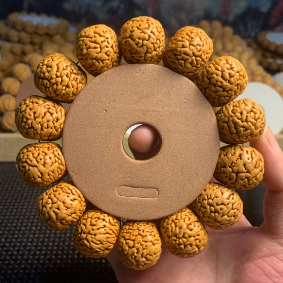 脑纹肥脐苹果园桃核文玩手串