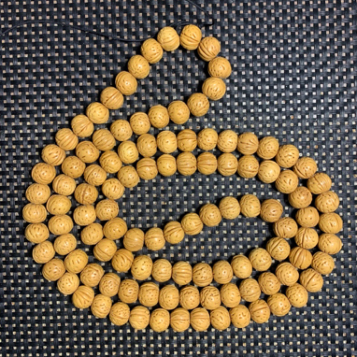 12mm小尺寸桃核脖挂 东北野生奶油皮矮桩小金豆文玩珠串