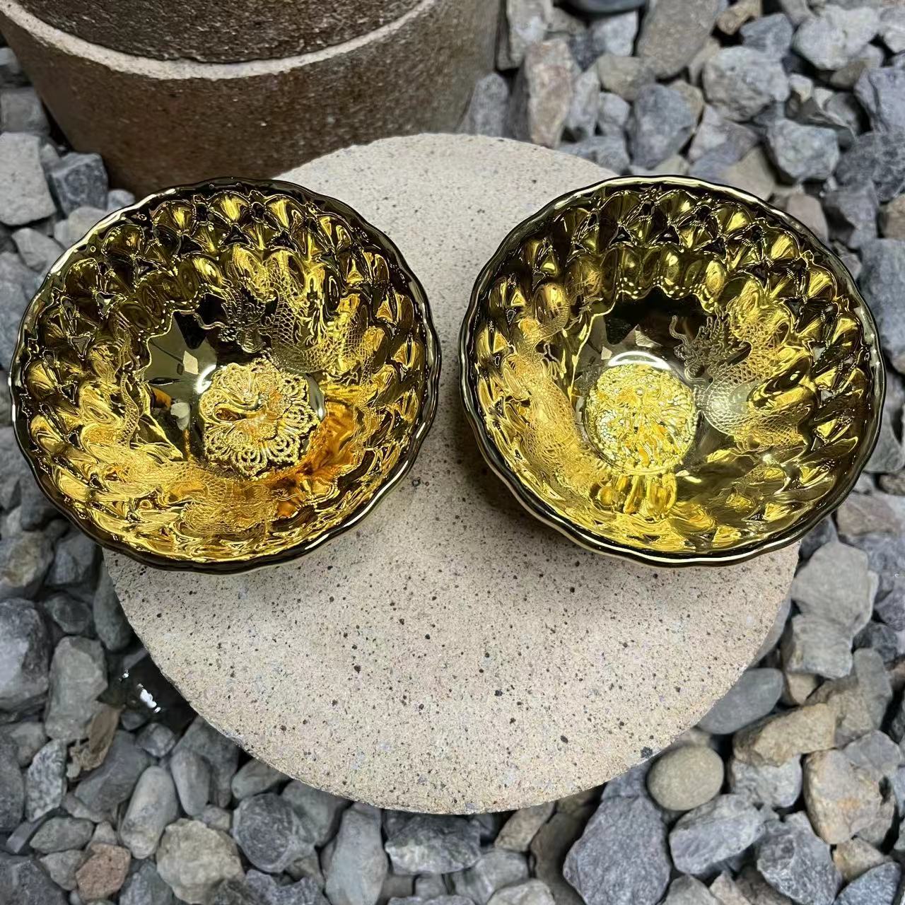 n闪购商品】龙飞凤舞龙凤对杯  茶器 茶杯 主人杯 （无礼盒）