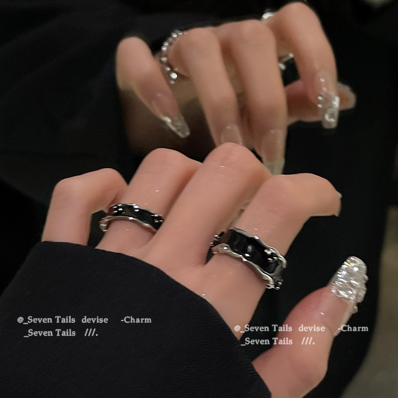 合金戒指 暗黑戒指冷淡风小众设计感不规则简约情侣款指环时尚个