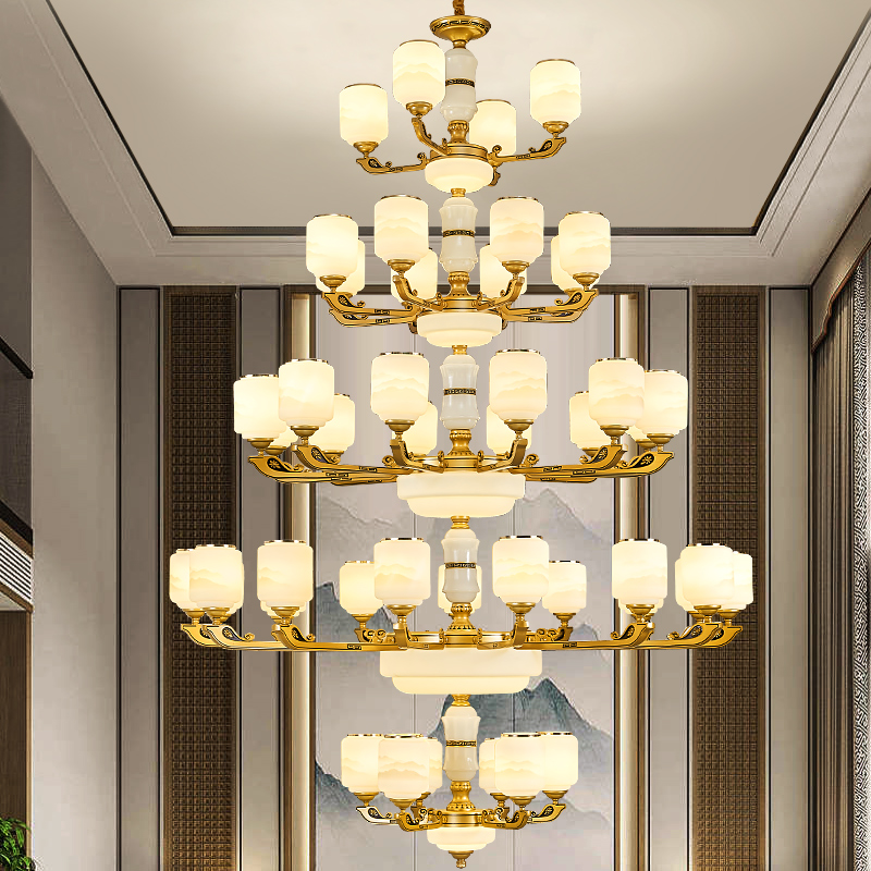 2025款新中式中国风酒店大厅家用复式别墅禅意简约新中式挑空吊灯