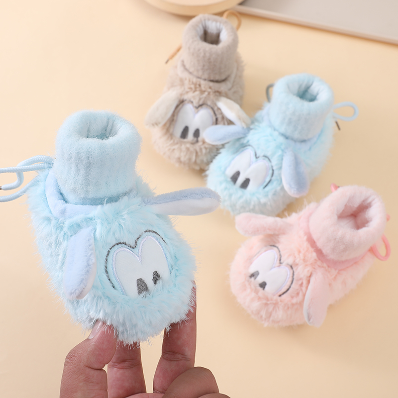 冬季婴幼儿加绒棉鞋软底防掉宝宝鞋袜鞋子0-1岁7-12个月冬天保暖