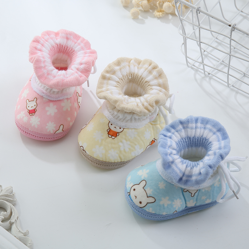 秋冬加绒0-1岁宝宝棉鞋0-6-11个月男女婴幼儿学步前鞋保暖不掉鞋