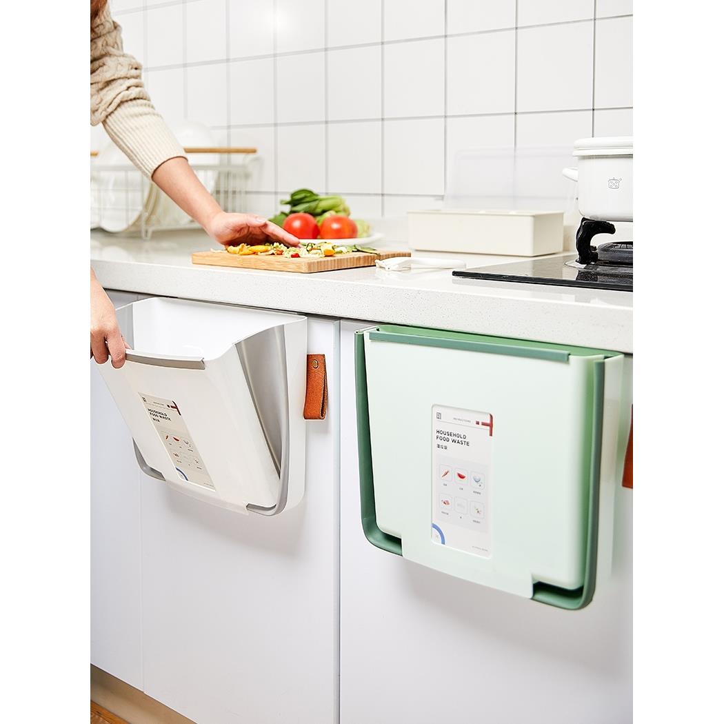 日本进口MUJIE家用厨房垃圾桶挂式可折叠悬挂橱柜门专用壁挂干湿