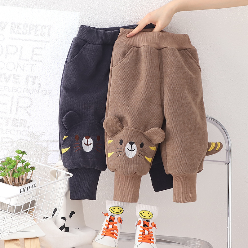 热卖男童加绒加厚裤子冬季保暖儿童休闲裤宝宝外穿夹棉可开档棉裤