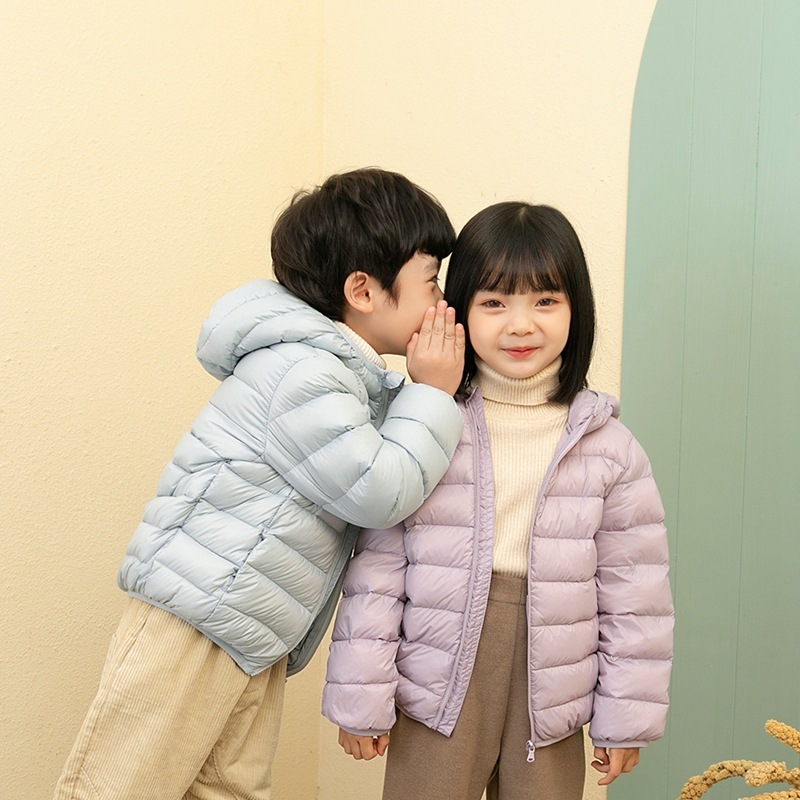 热卖冬季男女童装小孩轻薄款羽绒服中大小连帽儿童加厚保暖 外套