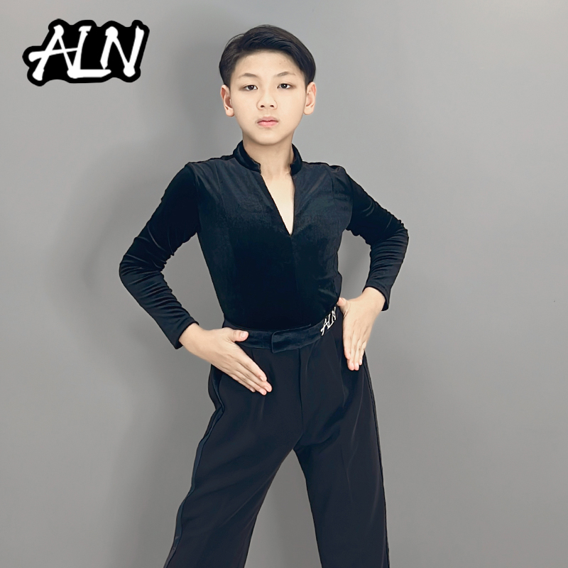 2025春秋练功服男童服摩登舞长裤专业演出牛仔拉丁舞服新款上衣