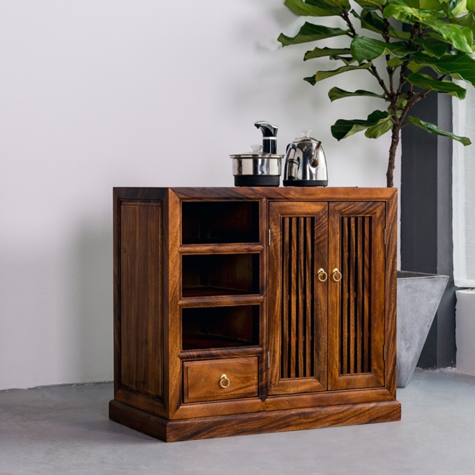 胡桃木实木中式餐边柜储物柜边柜橱柜碗柜柜子经济型茶水柜