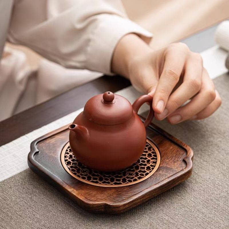 新中式南美胡桃木实木壶承小型平底紫砂壶承茶室用