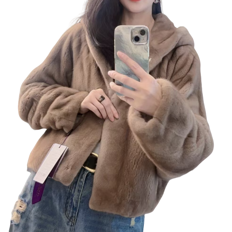 【慕之语muzhiyu】”初雪“ 228帽款 轻奢短款连帽水貂皮草外套大衣