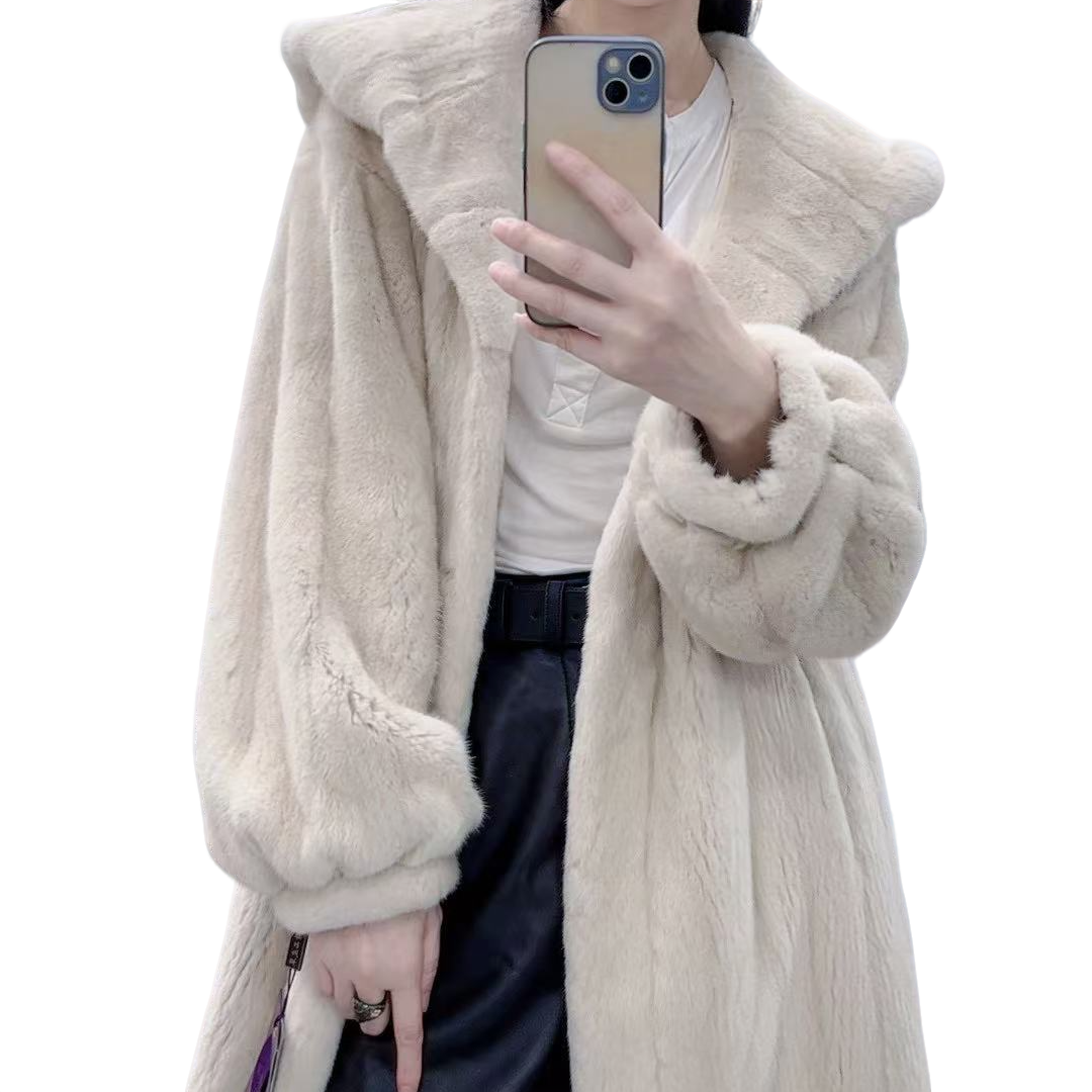 【慕之语muzhiyu】"雪落" 305款 全抽刀长款大帽水貂皮草大衣