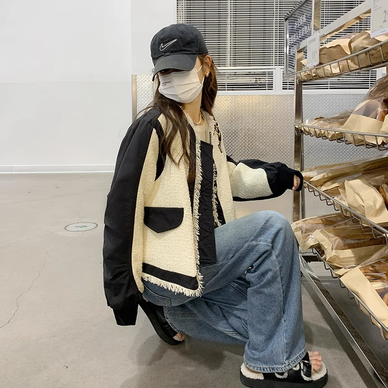 撞色宽松小香风短外套女春秋2023年新款韩版高级感洋气小个子上衣