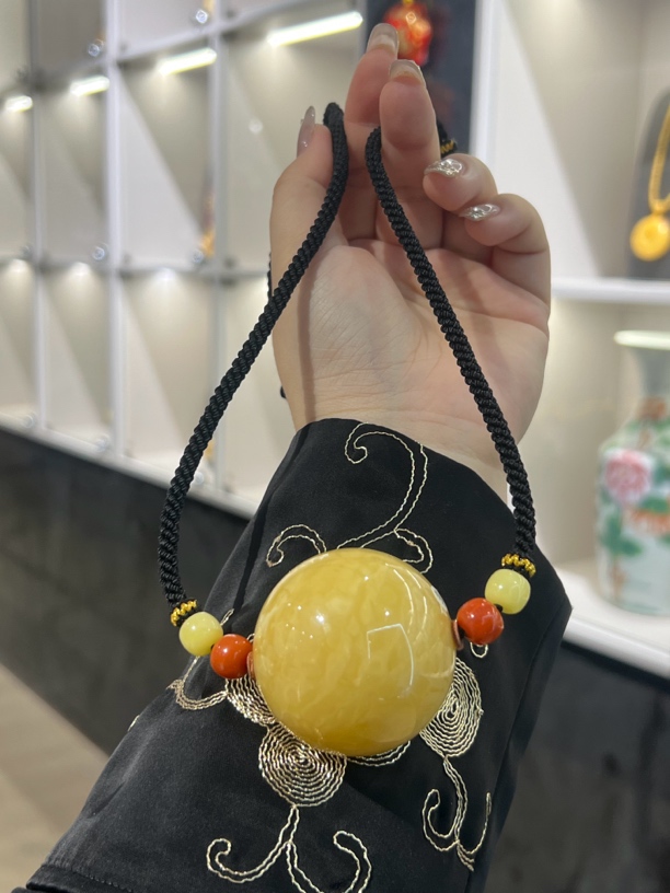 43mm+蜜蜡单珠颈链项链吊坠锁骨链编织