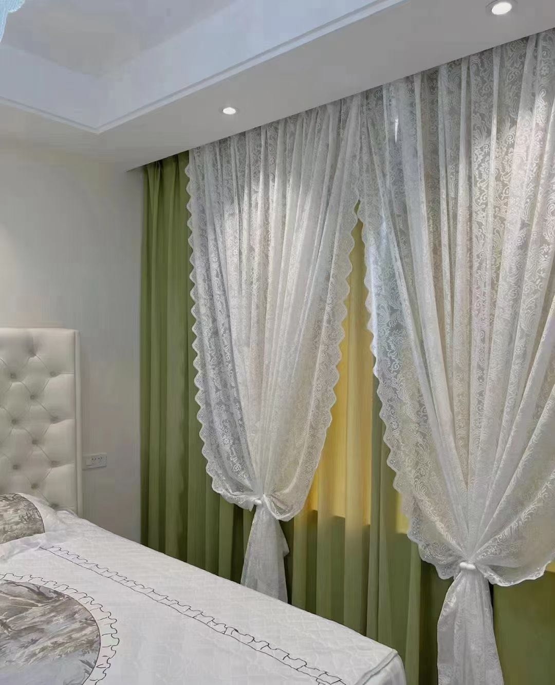 【 4号链接 ·法式·蕾丝凤尾纱防紫外线时尚法式工艺客厅卧室窗帘