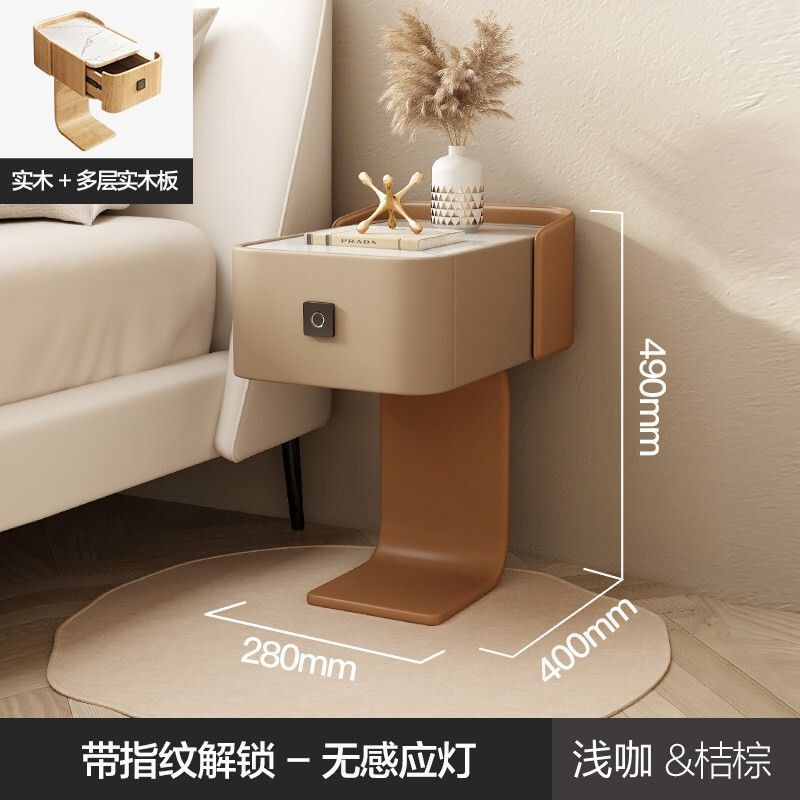 智能床头柜小型简约轻奢创意时尚带锁指纹迷你超窄床边柜家用卧室