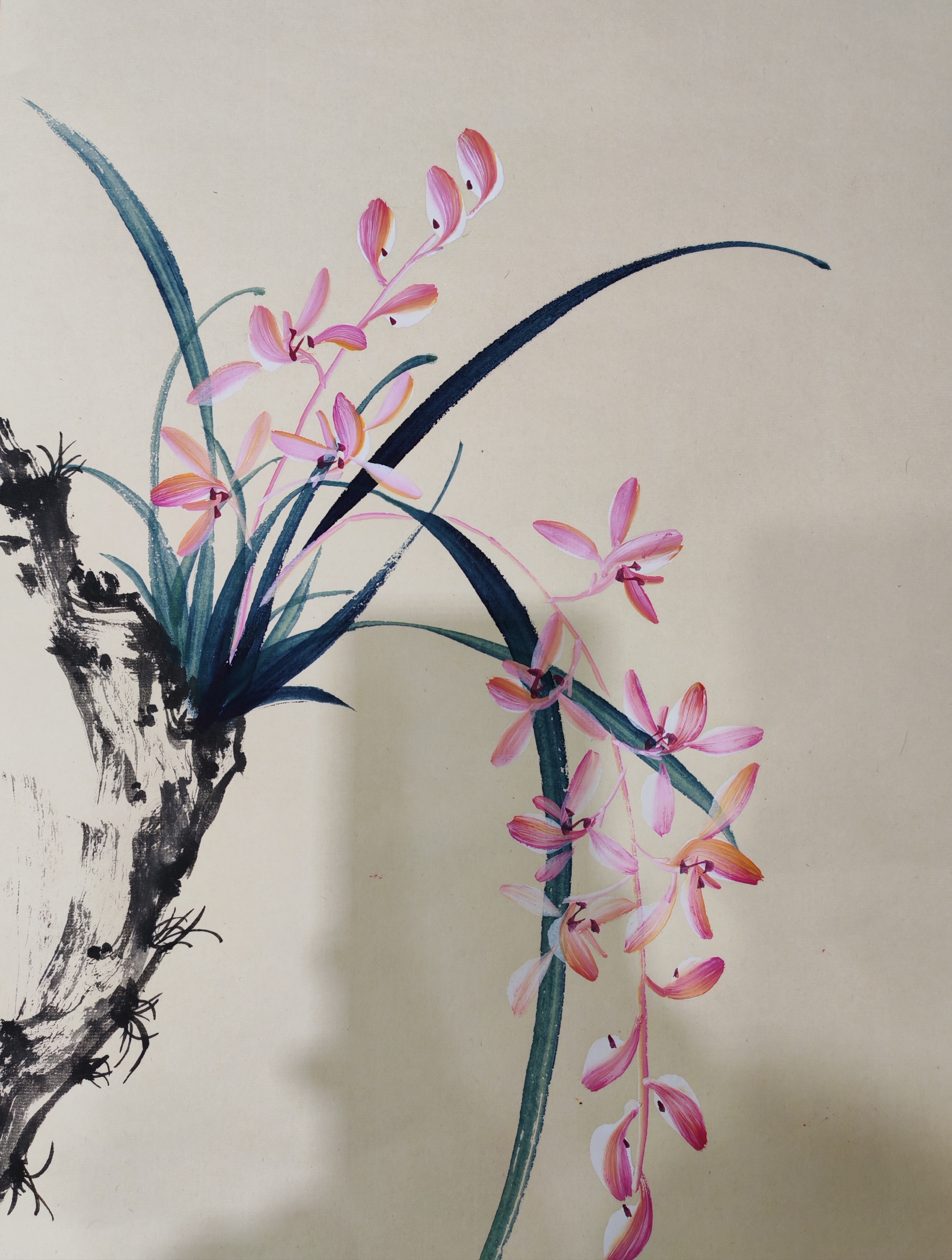 直播间实拍今生不悔（画梅兰）字画宣纸