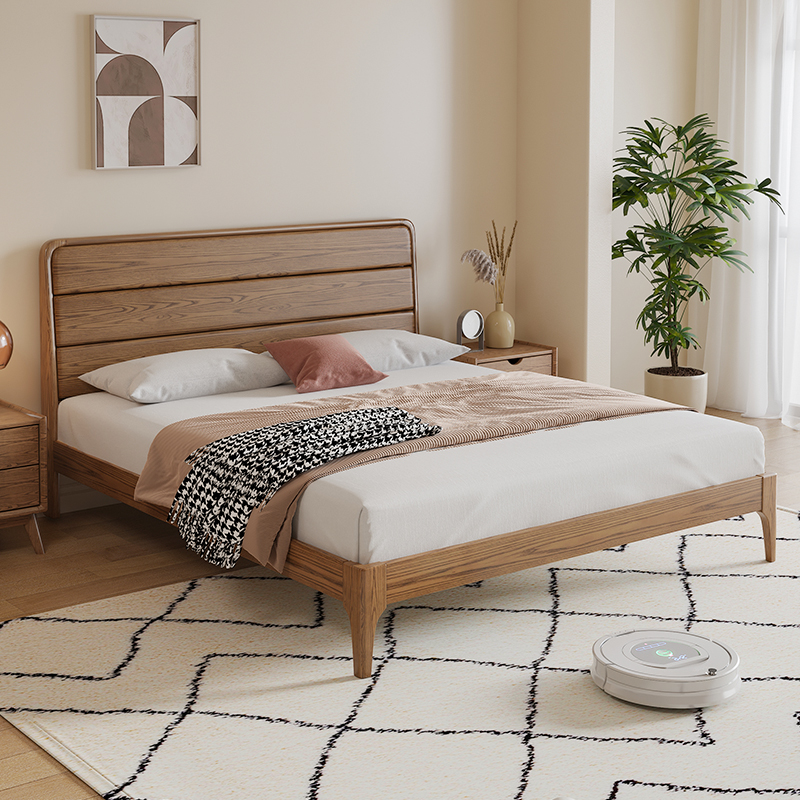 北欧实木床白蜡木婚床现代简约风主卧单双人床1米5床1米8卧室大床