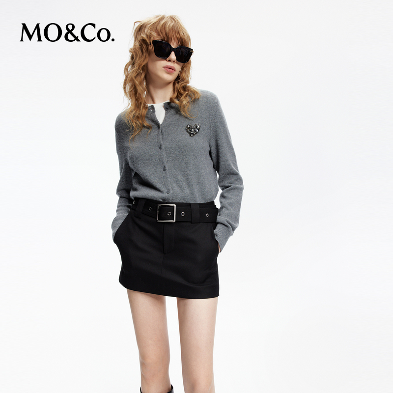 【流光风】【绵羊毛×山羊绒】MOCO春季爱心钉钻针织衫MBD1CARK01