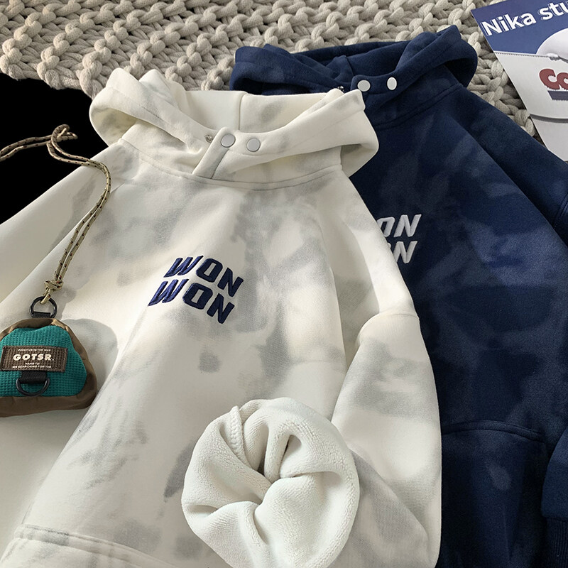 XXZZ 重磅680g加绒加厚假两件美式潮牌连帽卫衣男女宽松慵懒帽衫