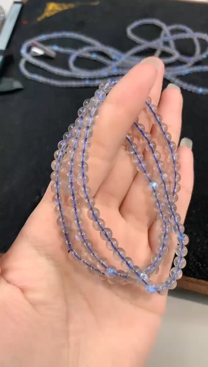 【闪购商品】拉长石手链未镶嵌34号灰月光三圈4.8-5mm左右