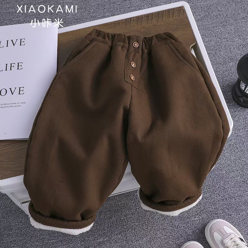 2024新款儿童男童加绒加厚韩版时尚直筒裤