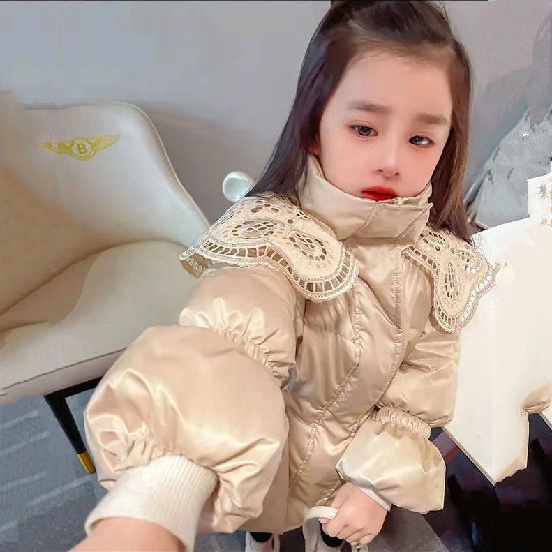 【乐童】2023新短款娃娃领加厚棉服女儿童收腰保暖小香风洋气小棉袄