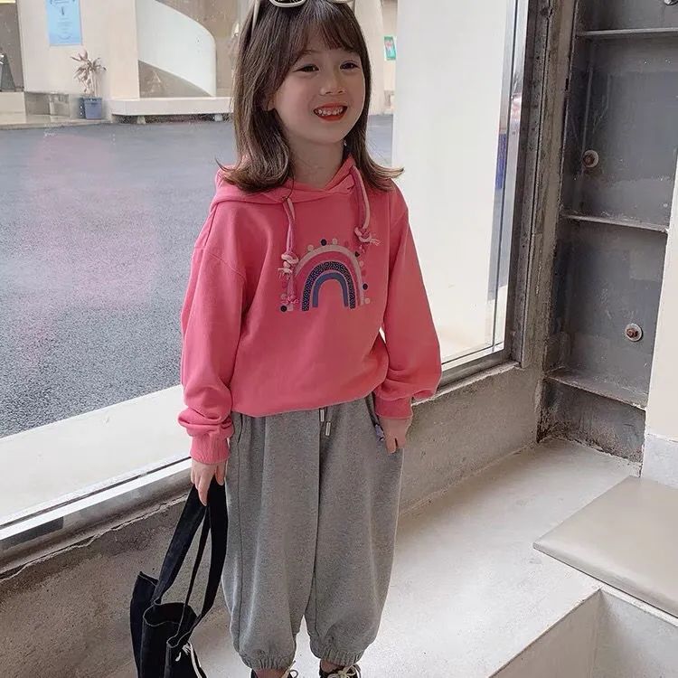 【乐童】女童连帽卫衣2021春秋装新款儿童时尚洋气长袖上衣宝宝韩版