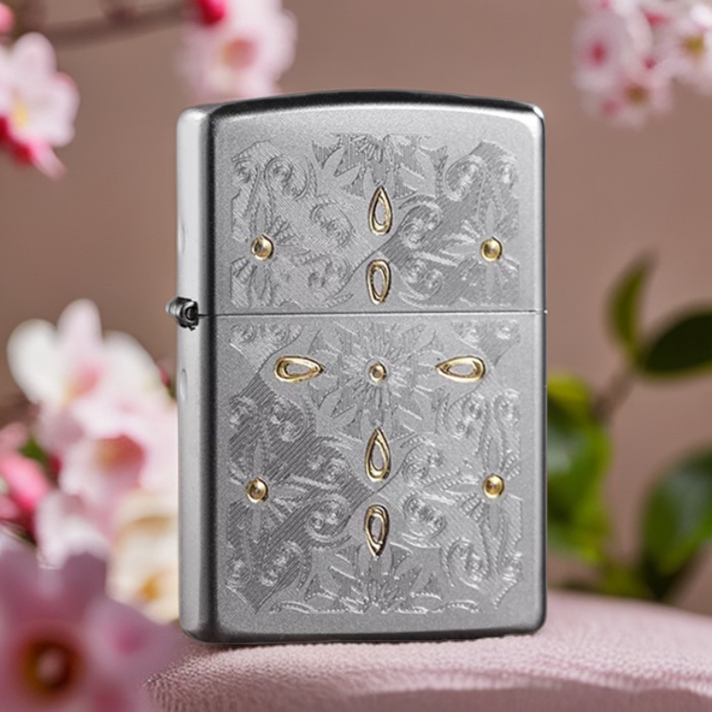 ZIPPO/之宝打火机 古典花 锻砂镀铬 美版 28457 刀耕火种 MBJ1