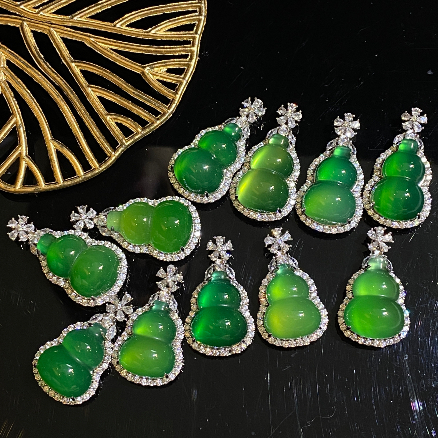 suichen/穗辰多样性发一：天然玉髓S925银时尚气质轻奢绿葫芦吊坠