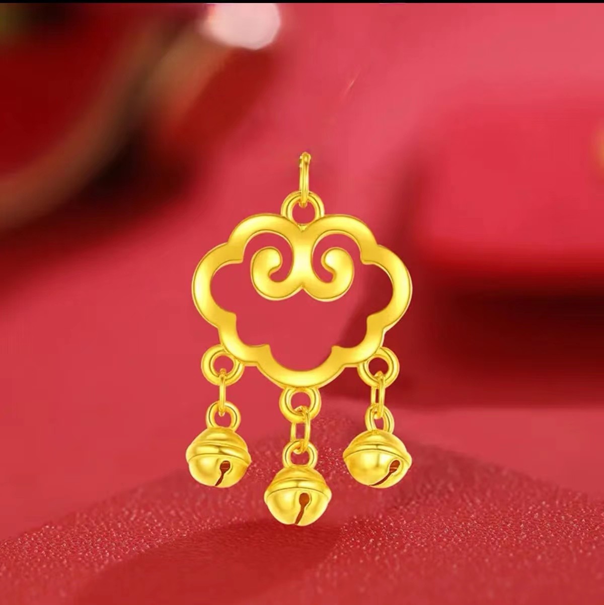 Chow Tai Seng/周大生足金999祥云平安锁平安喜乐实心祥云锁百搭