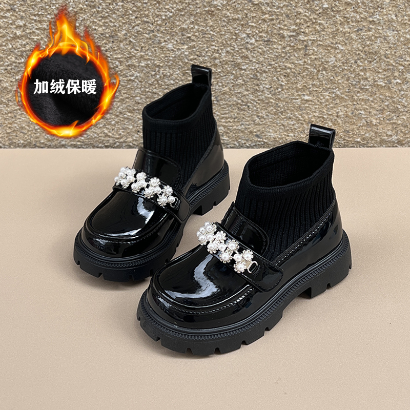 女童短靴2025春秋儿童马丁靴女宝宝公主单靴冬加厚保暖小童袜子靴