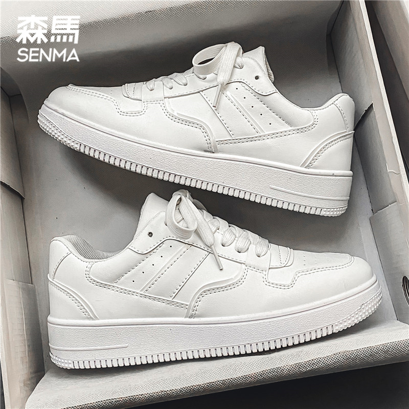 SENMA/森马夏季低帮小白鞋男款简约纯色潮流百搭学生情侣厚底潮鞋
